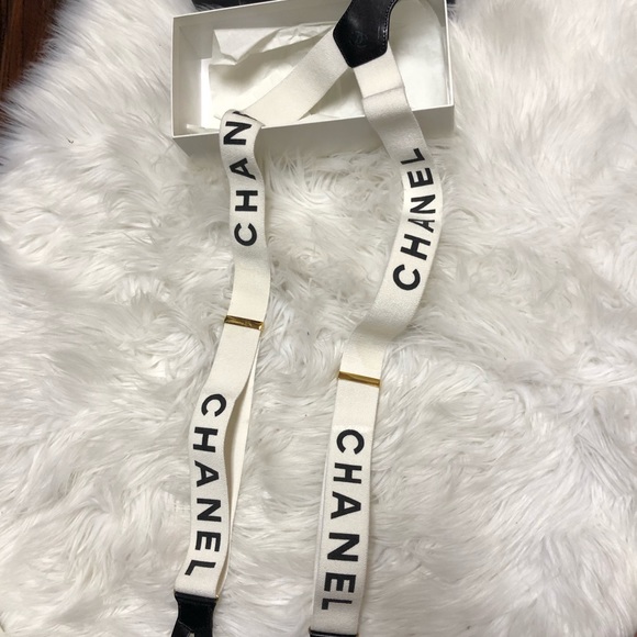 CHANEL SUSPENDERS WHITE/BLACK 🖤🤍 - Picture 2 of 7